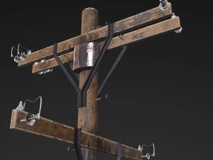 poteau &eacute;lectrique - textures pbr Modèle 3D