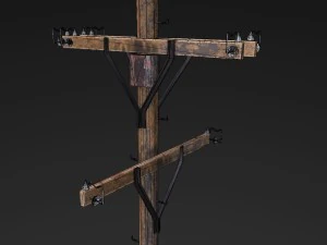 poteau &eacute;lectrique - textures pbr Modèle 3D