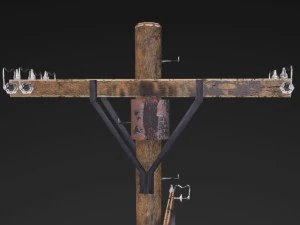 poteau &eacute;lectrique - textures pbr Modèle 3D