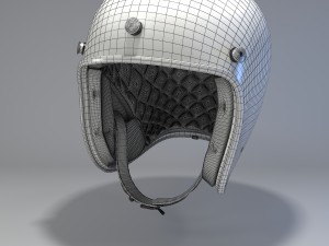 retro motorcycle helmet with face cover Modello 3D
