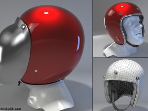 retro motorcycle helmet with face cover Modello 3D