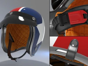 retro motorcycle helmet 3D Model