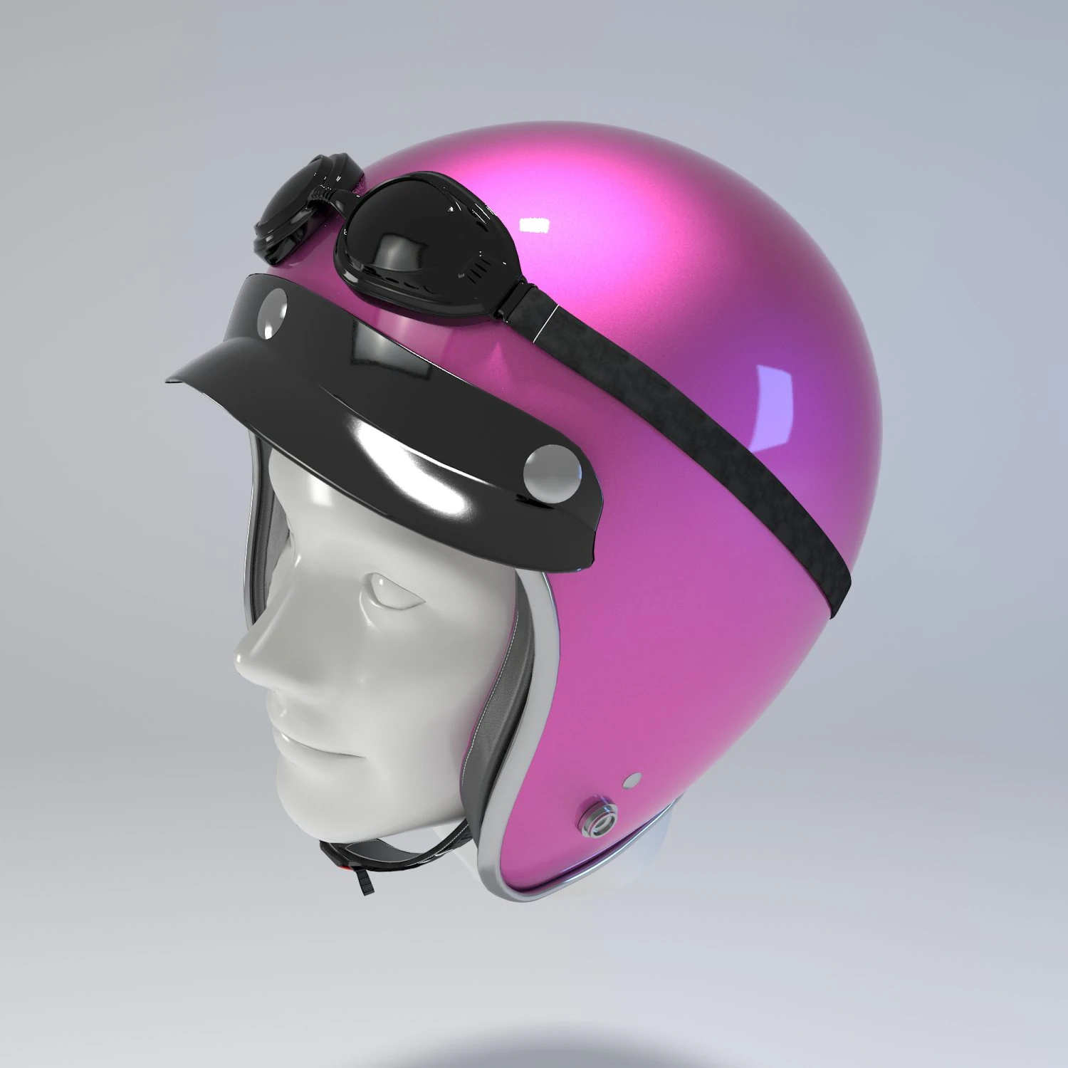 pink retro motorcycle helmet 3D Model .c4d .max .obj .3ds .fbx .stl .blend 