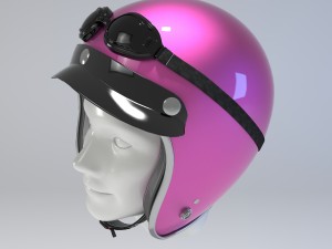 pink retro motorcycle helmet 3D Model
