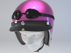 pink retro motorcycle helmet 3D मॉडल