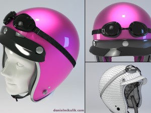 pink retro motorcycle helmet 3D मॉडल