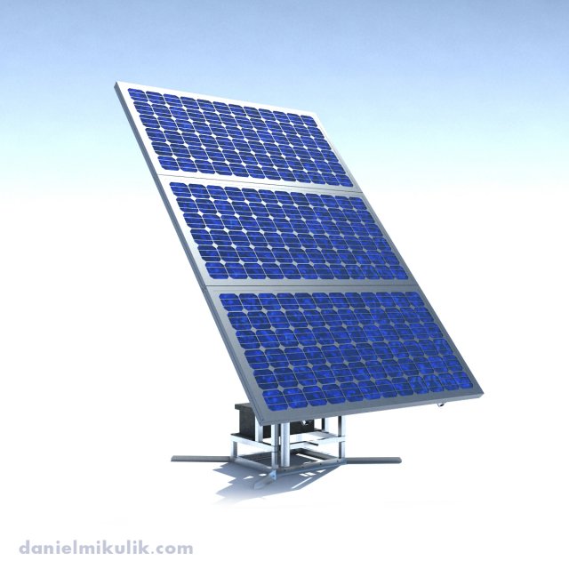 single stand solar panel riged 3D 模型 .c4d .max .obj .3ds .fbx .stl .blend 