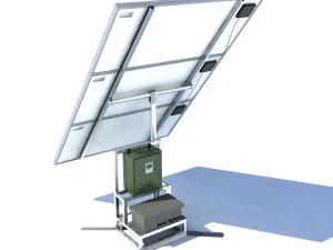 painel solar de suporte &uacute;nico equipado Modelo 3D