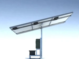 painel solar de suporte &uacute;nico equipado Modelo 3D