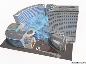 office mall building low poly Modelo 3D