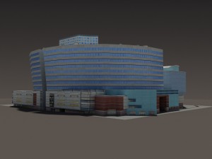 office mall building low poly Modèle 3D