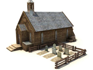 low poly wild west church 3D Model