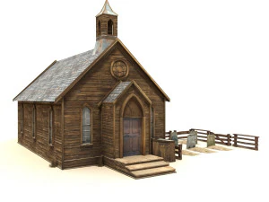 low poly wild west church 3D Model