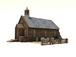 low poly wild west church 3D 模型