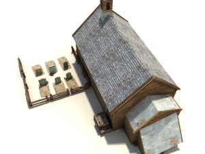 low poly wild west church 3D Model