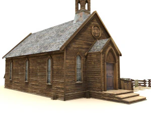 low poly wild west church 3D Model