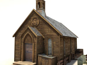 low poly wild west church 3D Model