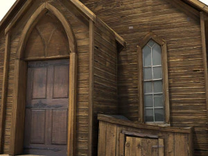 low poly wild west church 3D Model