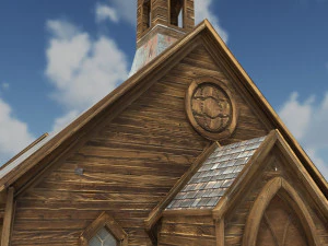 low poly wild west church 3D Model