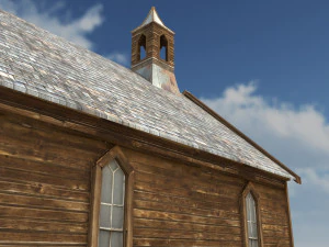 low poly wild west church 3D Model