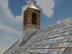 low poly wild west church 3D Model