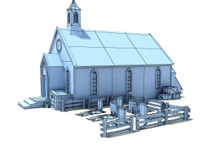 low poly wild west church 3D Model
