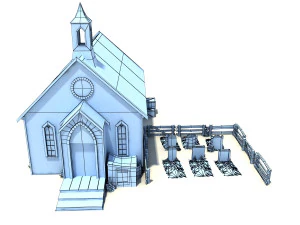 low poly wild west church 3D Model