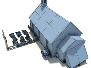 low poly wild west church 3D Model