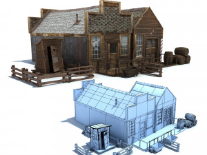 low poly wild west buildings 2 3D Модель