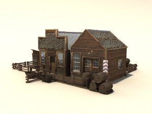 low poly wild west buildings 2 Modèle 3D