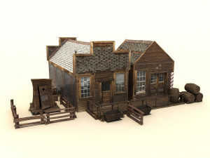 low poly wild west buildings 2 Modèle 3D