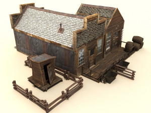 low poly wild west buildings 2 Modèle 3D