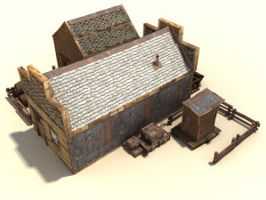 low poly wild west buildings 2 Modèle 3D