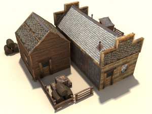 low poly wild west buildings 2 Modèle 3D
