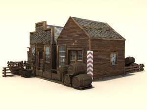 low poly wild west buildings 2 Modèle 3D