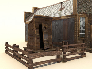 low poly wild west buildings 2 Modèle 3D