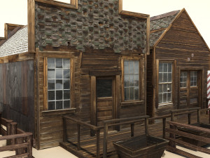 low poly wild west buildings 2 Modèle 3D