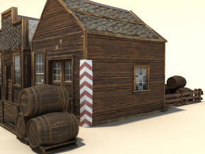 low poly wild west buildings 2 Modèle 3D