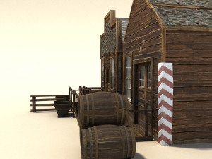 low poly wild west buildings 2 Modèle 3D