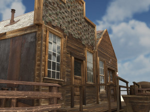 low poly wild west buildings 2 Modèle 3D