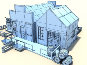 low poly wild west buildings 2 Modèle 3D