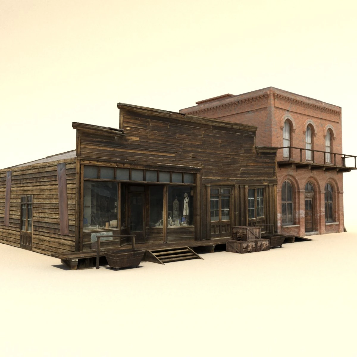 low poly wild west buildings 3D Model .c4d .max .obj .3ds .fbx .stl .blend