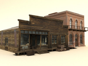 low poly wild west buildings 3D Модель