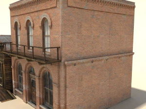 low poly wild west buildings 3D Model