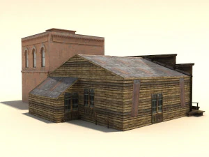 low poly wild west buildings 3D Model