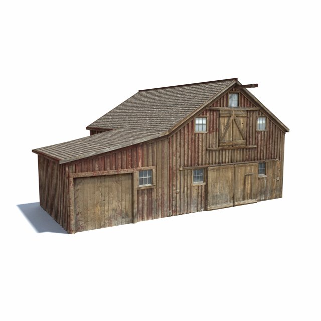 low poly wild west barn 3D Model .c4d .max .obj .3ds .fbx .stl .blend 