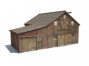 低聚狂野西部谷仓 3D 模型