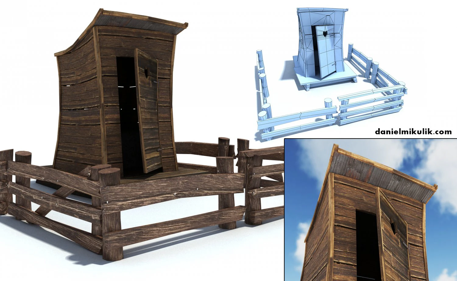 low poly wild west toilet 3D Model .c4d .max .obj .3ds .fbx .stl .blend 