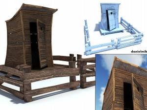 low poly wild west toilet 3D Model