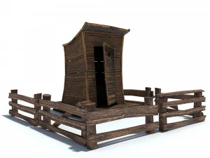 low poly wild west toilet 3D Model